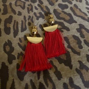 J Crew Red Tassle Earrings